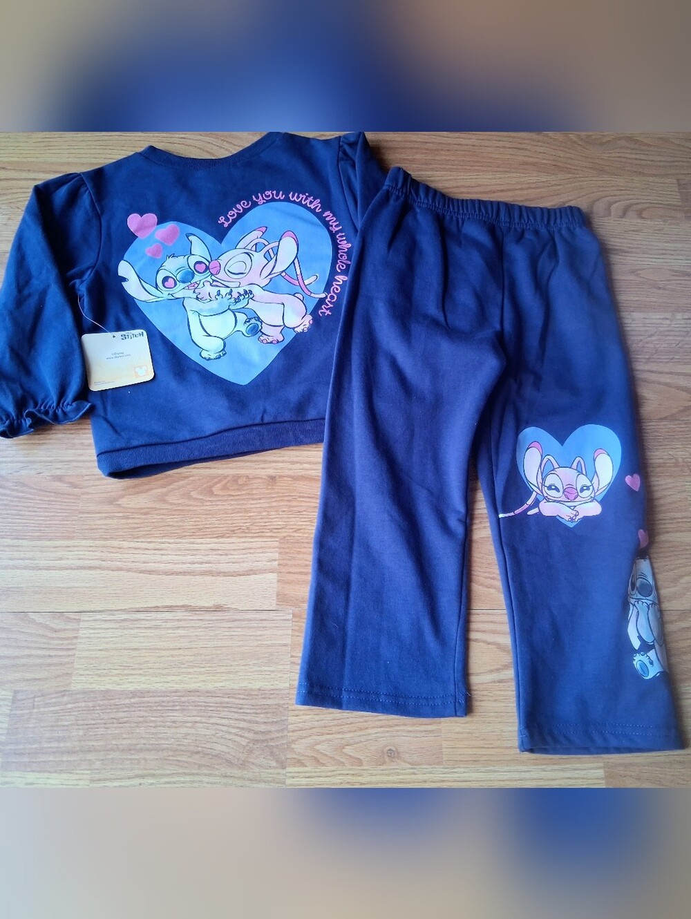 Disney STtitch  NWT Girls Navy Blue 2 Piece  Sweatsuit, Pants, Sweatshirt Sz 4